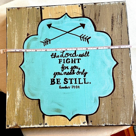 Canvas wall art - small canvas hand painted - Lord will fight for you - be still - Picture 5 of 7